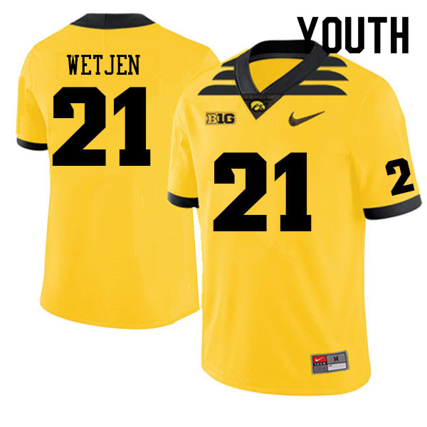Youth #21 Kaden Wetjen Iowa Hawkeyes College Football Jerseys Sale-Gold